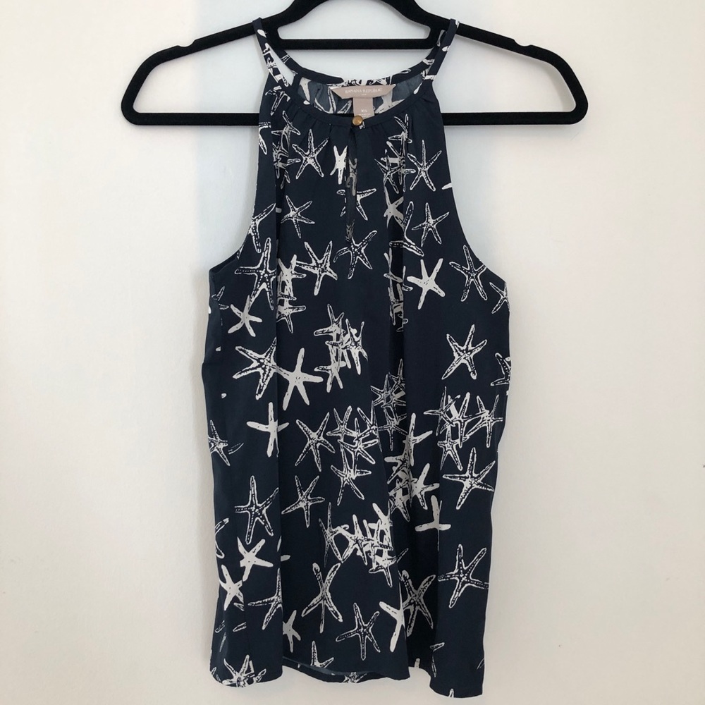 Banana Republic Navy Striped Halter Tank XS